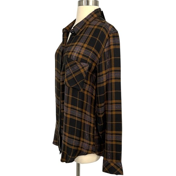 NWT Rails Hunter Shirt Camel Black Lurex Plaid Button Down Size Medium M - Picture 3 of 13